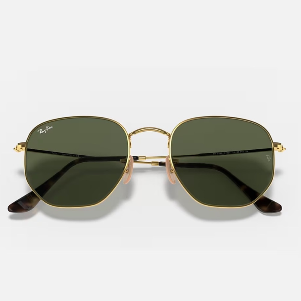HEXAGONAL FLAT LENSES Ray Ban RB3548N 001 54-21 Gold NEW